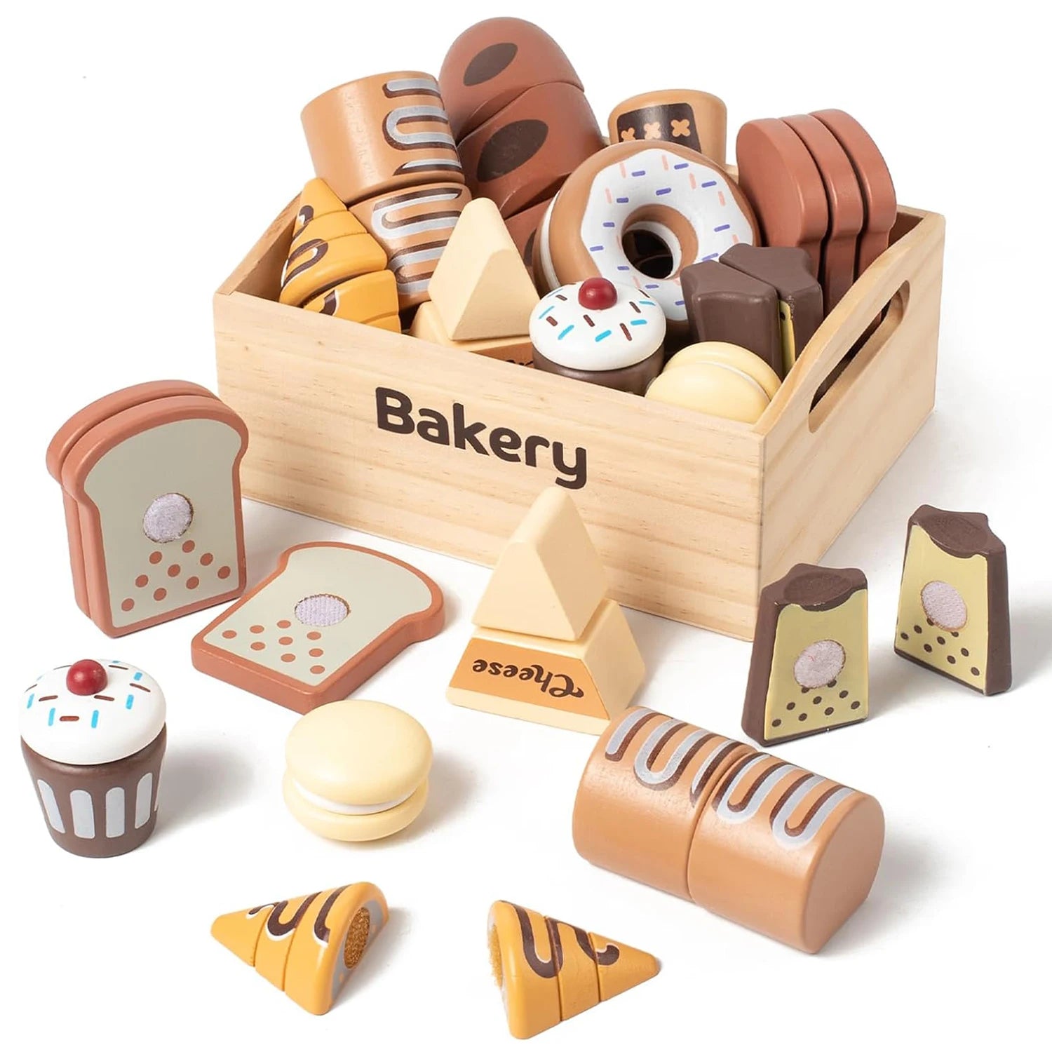Wooden Kitchen Playset – Fruits, Vegetables, Bakery & Cooking Tools