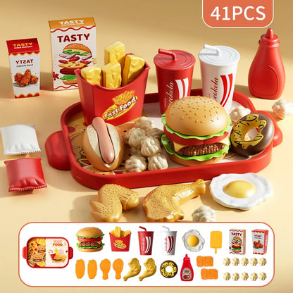 Kids Play Food Set – Pretend Fast Food Cooking Toy Kit