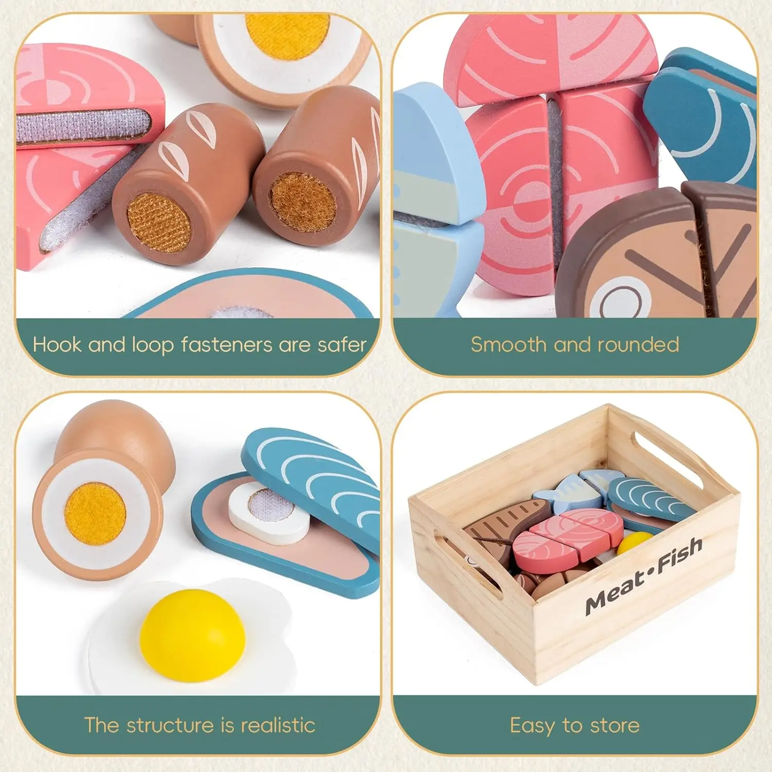 Wooden Kitchen Playset – Fruits, Vegetables, Bakery & Cooking Tools
