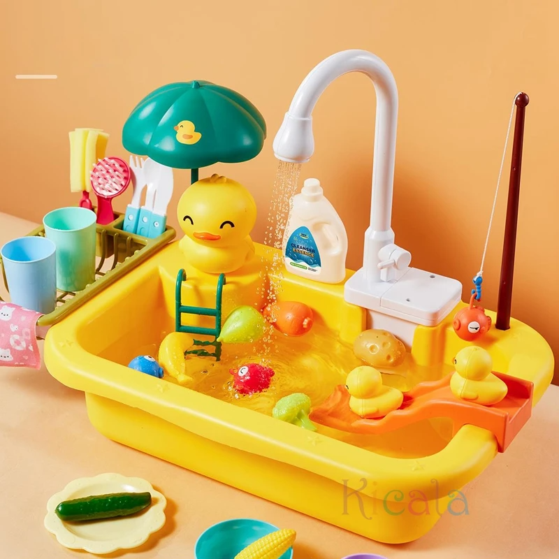 Water Play Sink with Faucet & Fishing Game