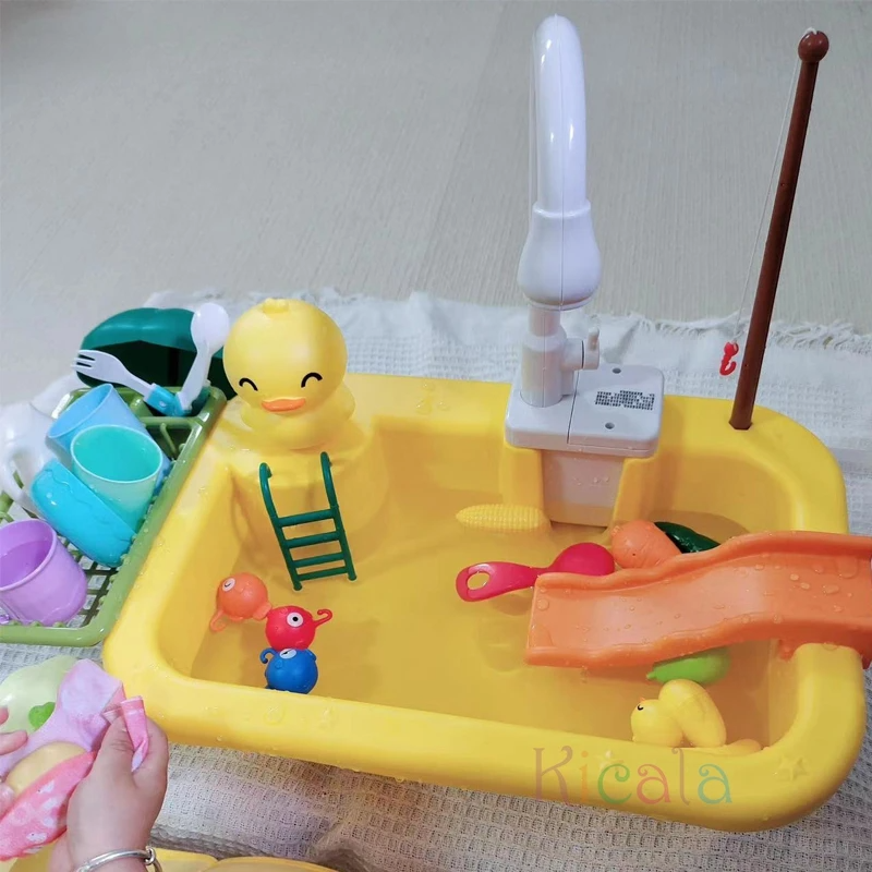 Water Play Sink with Faucet & Fishing Game