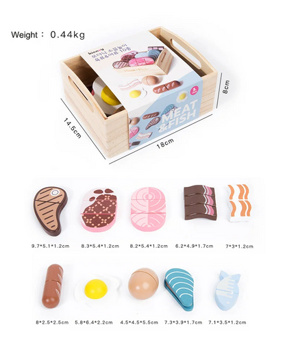 Wooden Kitchen Playset – Fruits, Vegetables, Bakery & Cooking Tools