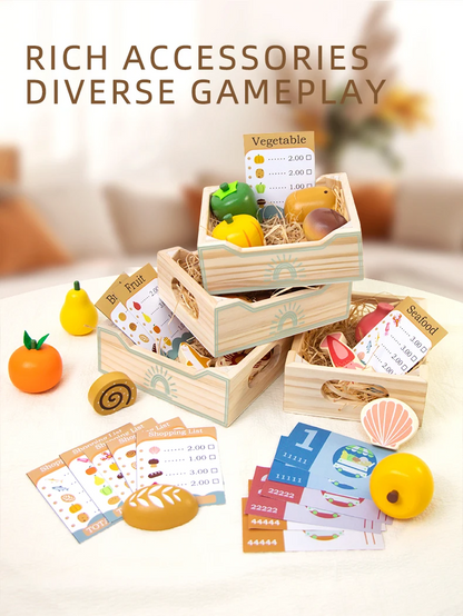 Wooden Kitchen Playset – Fruits, Vegetables, Bakery & Cooking Tools