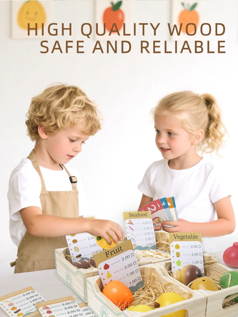 Wooden Kitchen Playset – Fruits, Vegetables, Bakery & Cooking Tools