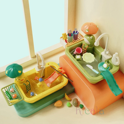 Water Play Sink with Faucet & Fishing Game